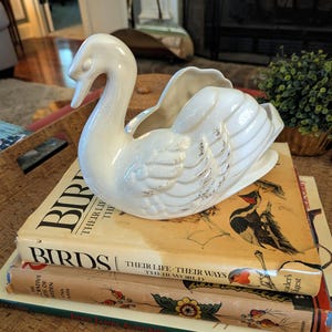 Vintage Ceramic Swan Planter Pot