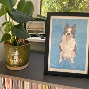 Pet portrait cartoon pop art style, digital and print, new pet, pet memorial gift