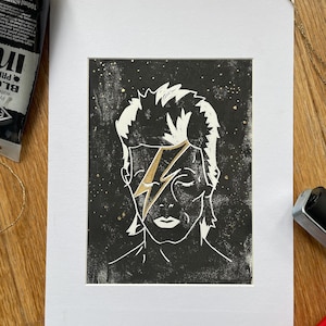 David Bowie Ziggy Stardust Lino Print
