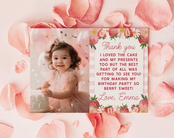 Berry First Birthday Thank You, Berry First Birthday Card