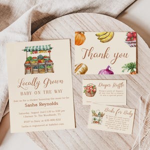 Farmers Market Babypartyeinladungen Bundle, mit Liebe gewachsen Baby Sprinkle, lokal gewachsen, geschlechtsneutral, SASH0011
