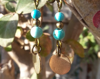 Turquoise dangle earrings, semi precious gemstone, lightweight earrings (also available in amethyst), costume jewelry