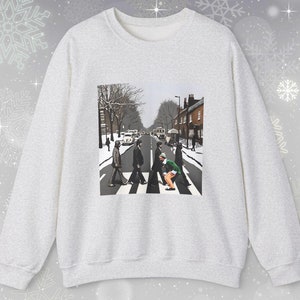 Christmas Elf Sweatshirt, Beatle Abbey Road Christmas Sweater, Elf Sweater, Funny Elf Sweatshirt, Elf the Movie Abstract Art Interpretation