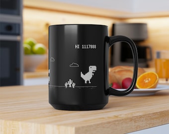 Taza divertida de Dino Run / Regalo divertido para la oficina / Juego de dinosaurios / Taza de dinosaurios sin conexión / Taza de dinosaurios sin internet / Juego de dinosaurios / Taza de T-Rex sin conexión