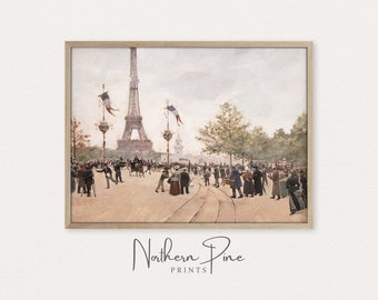 Vintage Parisian Print | Antique Oil Painting | Eiffel Tower Wall Art | French Country Home Decor | Paris Art | Printable Digital Download