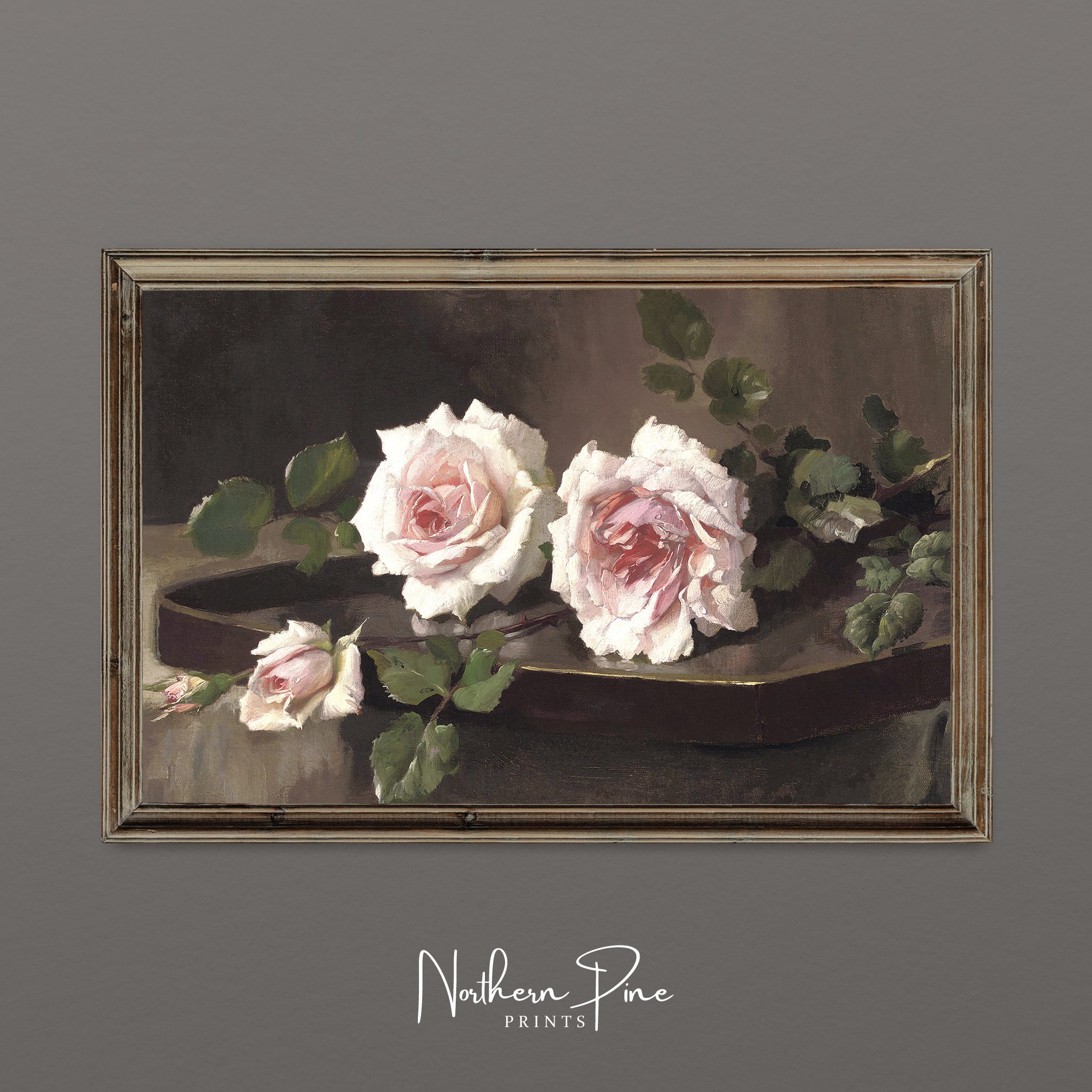 Vintage Rose Still Life Victorian Floral Oil Painting Printable Digital ...