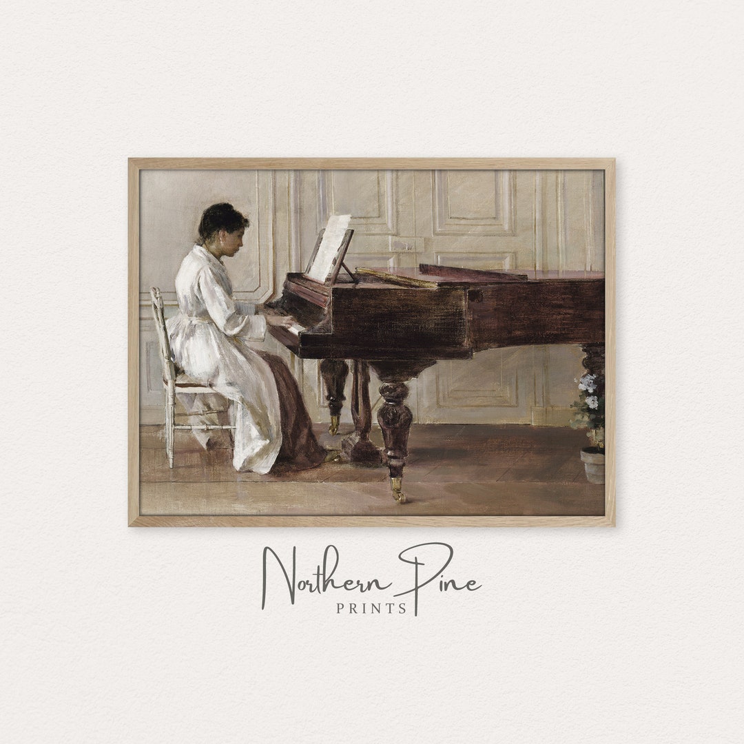 Antique Piano Print | Woman Playing Piano Portrait | Music Wall Décor ...