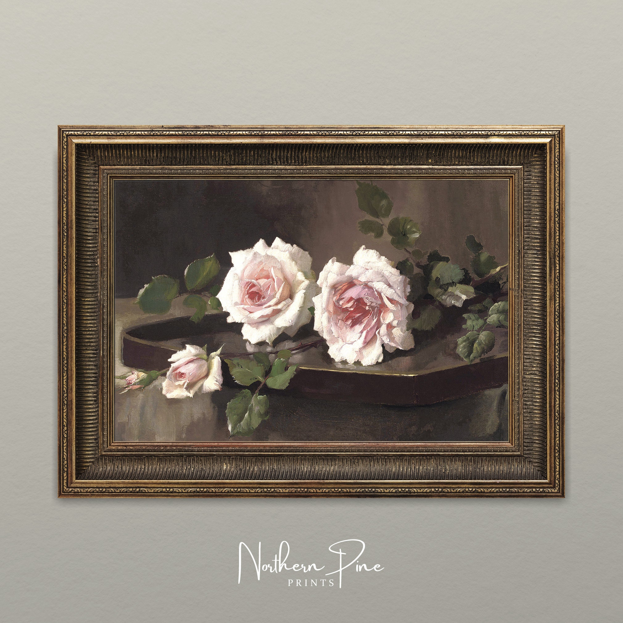 Vintage Rose Still Life Victorian Floral Oil Painting Printable Digital ...