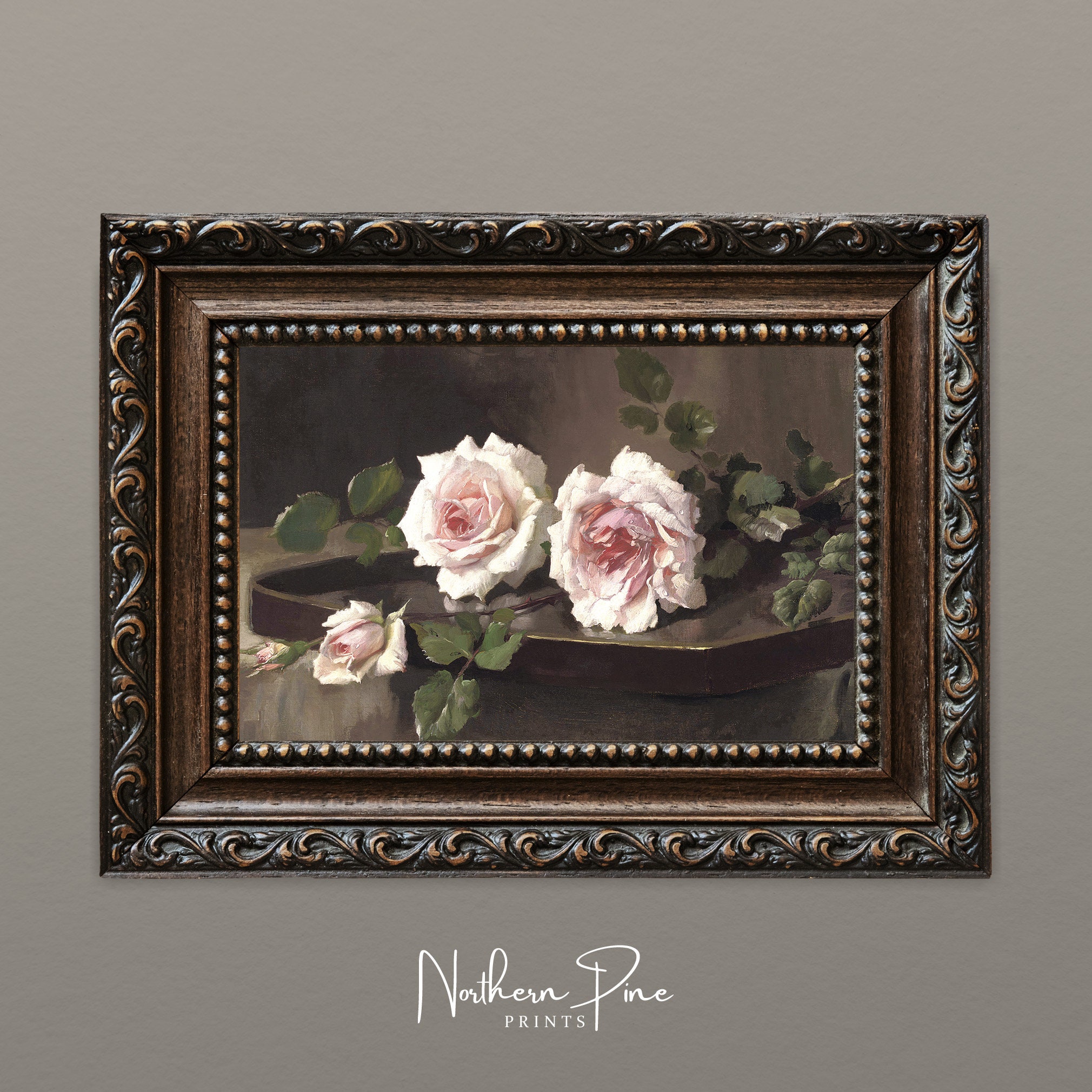 Vintage Rose Still Life | Victorian Floral Oil Painting | Antique Pink ...