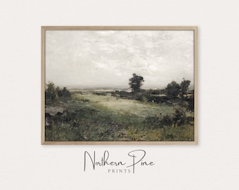 Vintage Landscape Wall Print | Nature Valley Painting | Rustic Home Décor | Printable Art Download