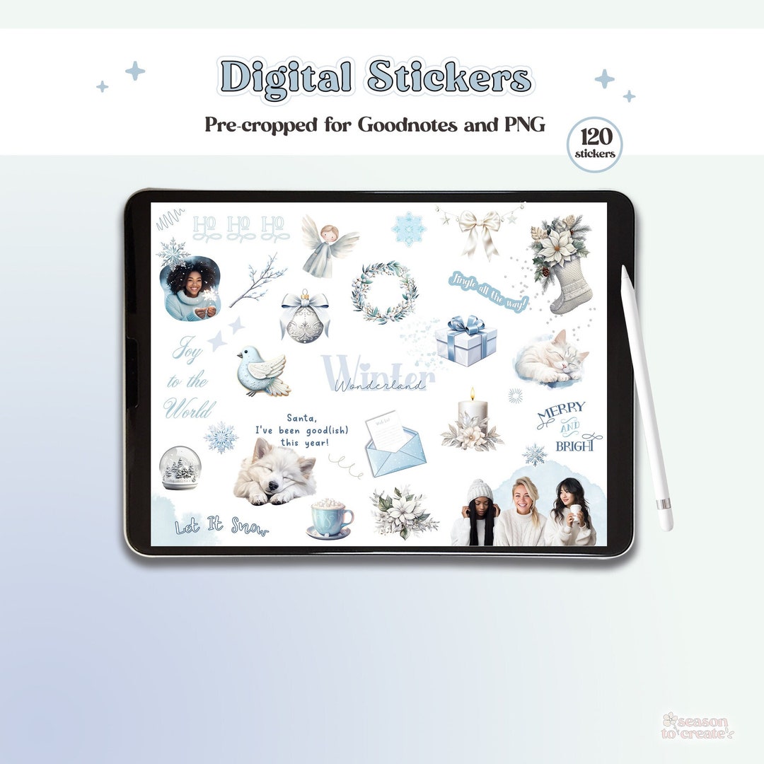 Whimsical Winter Wonderland Digital Stickers Collection, Pre-cropped ...