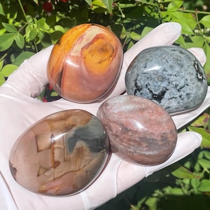 Pick One Polychrome Jasper Palm Stone: XL Polished Ocean Jasper