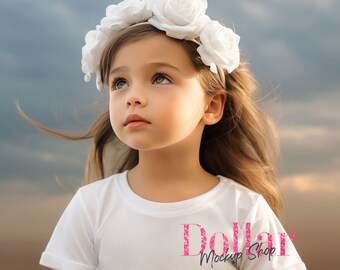 Maqueta de camiseta para niños Maquetas para niñas pequeñas Niños Gildan y Rabbit Skins Camiseta maquetas camisa blanca Niños Mockup camiseta Camiseta para niños