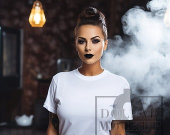Mockup Halloween, Fall Womens Mock Up T Shirt Womens Halloween Creepy Spooky Trendy Mockup Shirts, Gildan, Bella Canvas