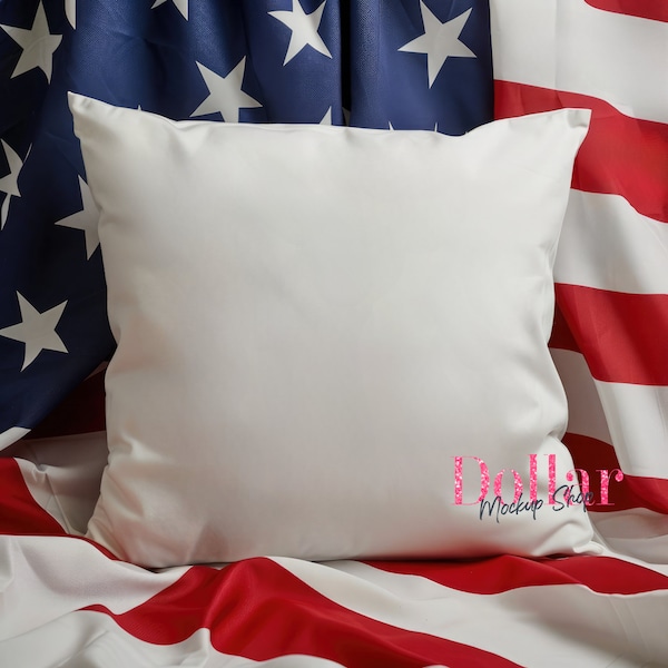 Mockup Pillow Patriotic Fourth Of July Mockup Throw Pillow Americana Mockup Lumbar Pillow Queen Square Throw American Flag Mockup Pillows