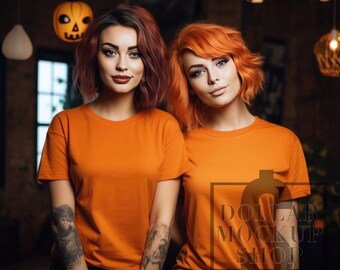 Mockup Halloween, Fall Womens Mock Up T Shirt Womens Halloween Creepy Spooky Trendy Mockup Shirts, Gildan, Bella Canvas