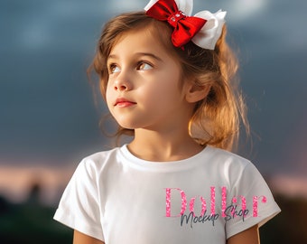 Maqueta de camiseta para niños Maquetas para niñas pequeñas Niños Gildan y Rabbit Skins Camiseta maquetas camisa blanca Niños Mockup camiseta Camiseta para niños