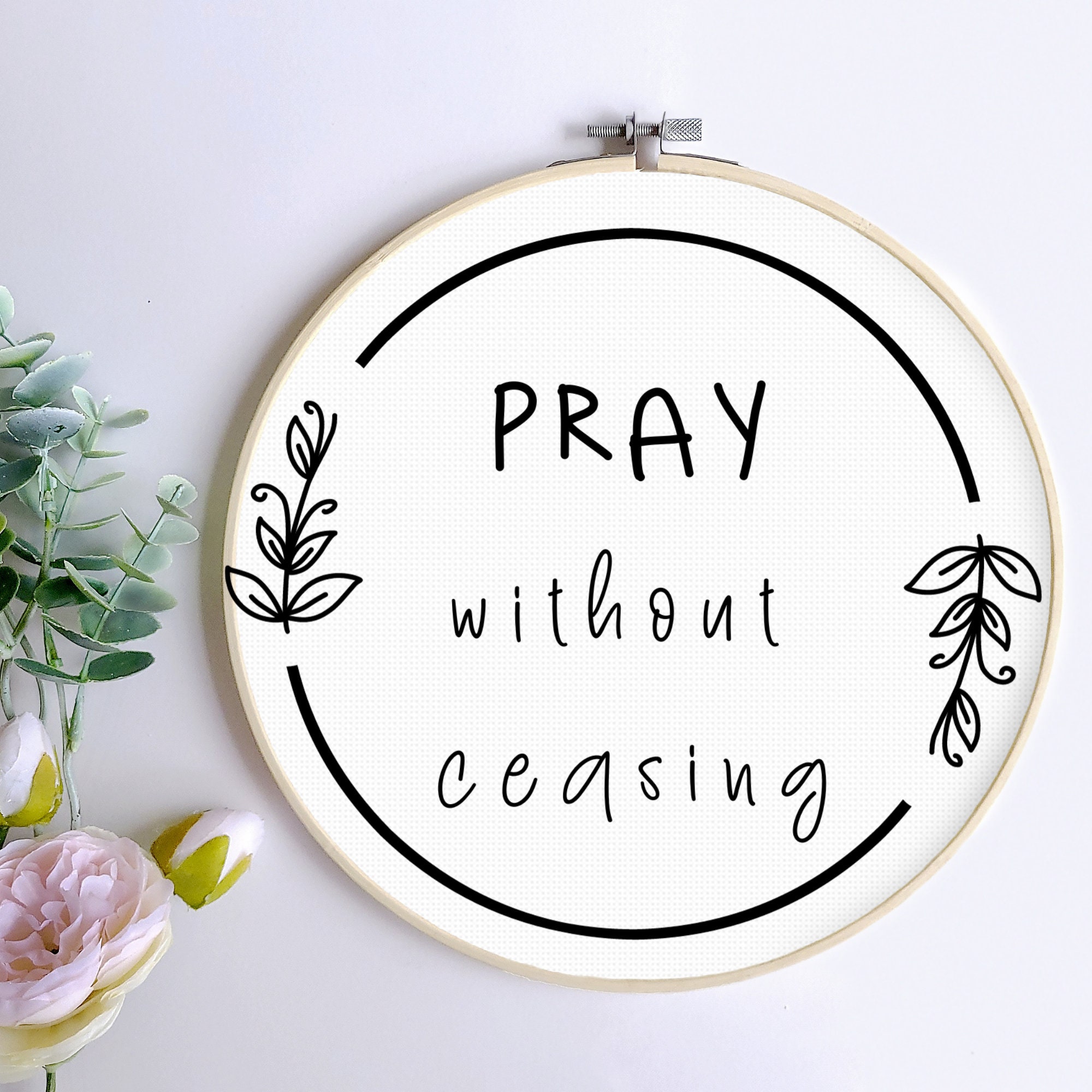 Christian Verse Hand Embroidery Pattern: Floral Decor (PDF Template) - Etsy