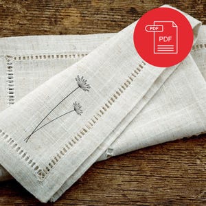 Linen Napkin Bundle Hand Embroidery Patterns, PDF Pattern,Floral, Farmhouse Decor, Set of 6, Floral Decor, Minimalist