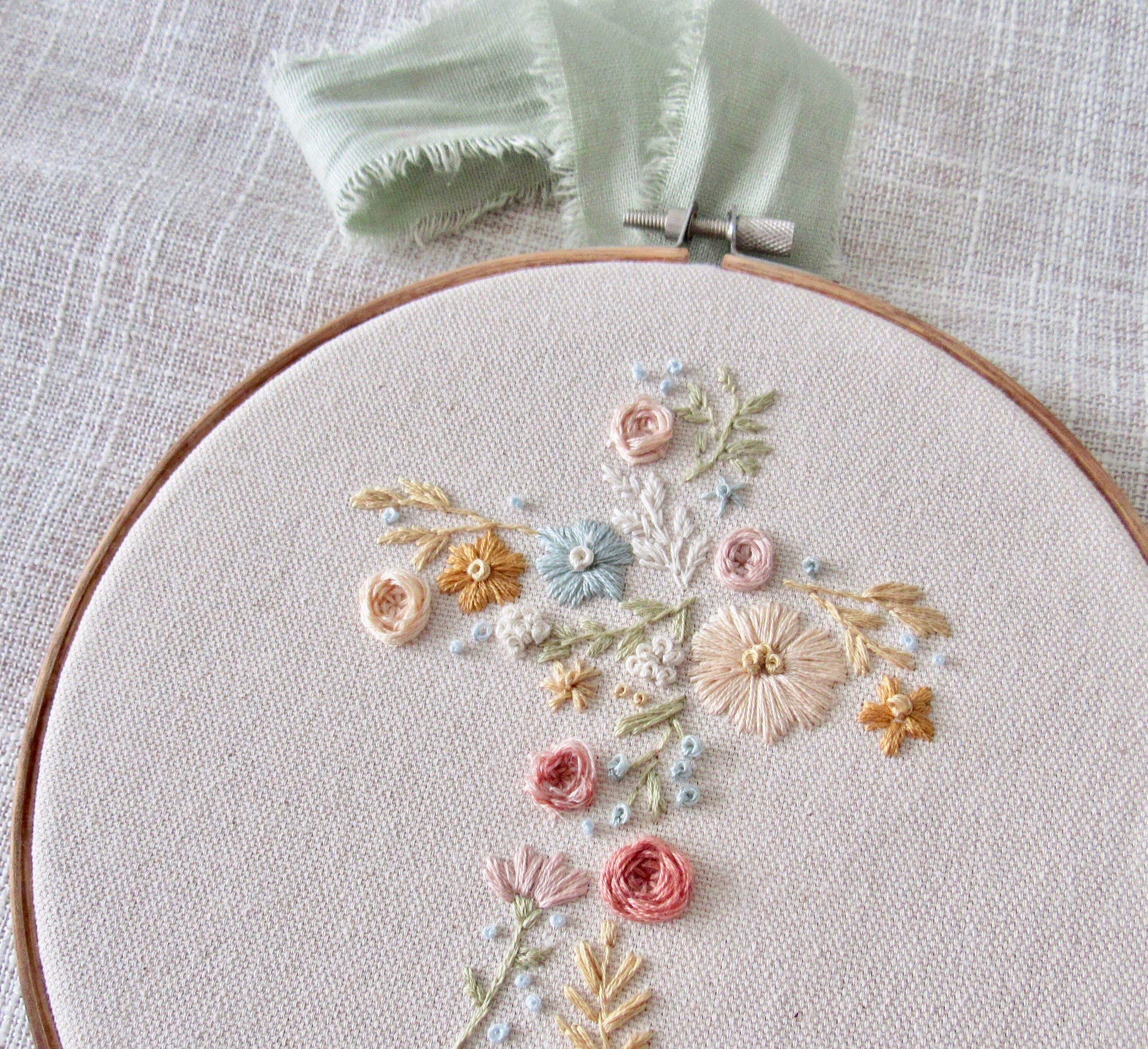Hand Embroidery Pattern Floral Cross Christian Theme Wall Decor ...