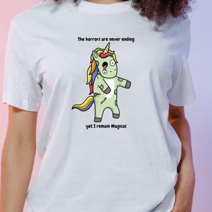 Zombie Unicorn Tee, Funny Quote Shirt, Whimsical Unicorn Top, Mythical Creature T-Shirt, Unique Graphic Tee, Halloween Costume