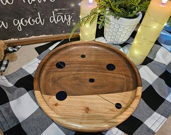 Wood Bowl,Plate, Accent Piece. Oak/Walnut Wood. Epoxy/ResinReady to Ship