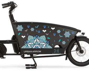 Reflektierender, anpassbarer Boho-Cargo-Fahrradaufkleber mit Mandala-Sicherheit | reflektierender Bakfiets-Aufkleber Veiligheid | Urban Arrow Lovens Dolly