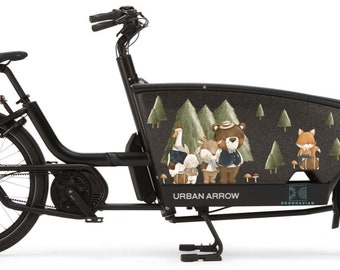 Reflective cargo bike sticker woodland forest animals extra safety | reflecterende bakfiets sticker dieren bos veiliger | Urban arrow Dolly