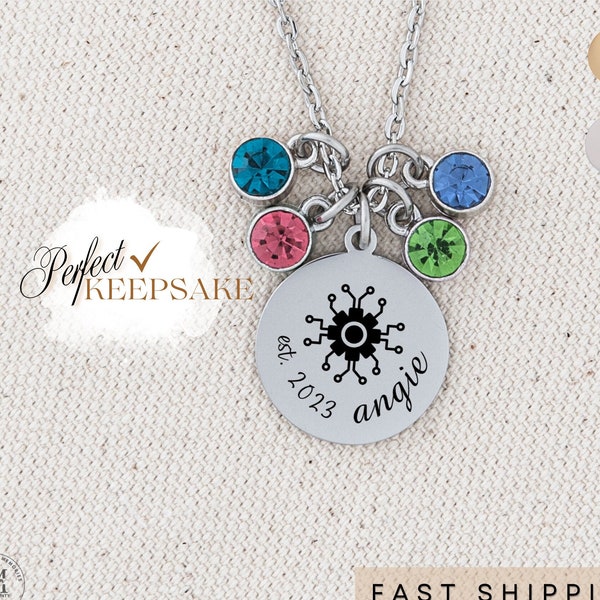 Personalized Necklace Gift for Computer Engineer Graduation Necklace Initial Birthstone Birthday Gift for Men Jewelry Women Custom Necklace