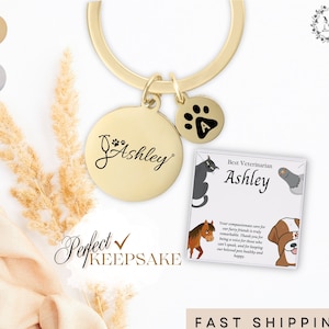 Custom Keychain Personalized Gift Doctor Appreciation Keychain Charms Gold Silver Gift for Veterinarian Medical Student Graduation Keychain