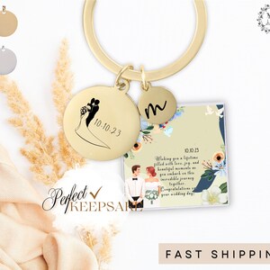 Married keychain Wedding Gift Personalized keychain Wedding Date Anniversary keychain Newlywed Custom Initial Birthstone Engagement Gift