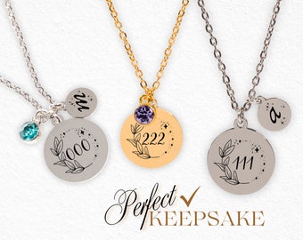 Unique Angel Number Necklace Lucky Number Necklace 111 222 333 444 Birth Date Necklace Good Luck Charm Engraved Pendant Trendy Necklace