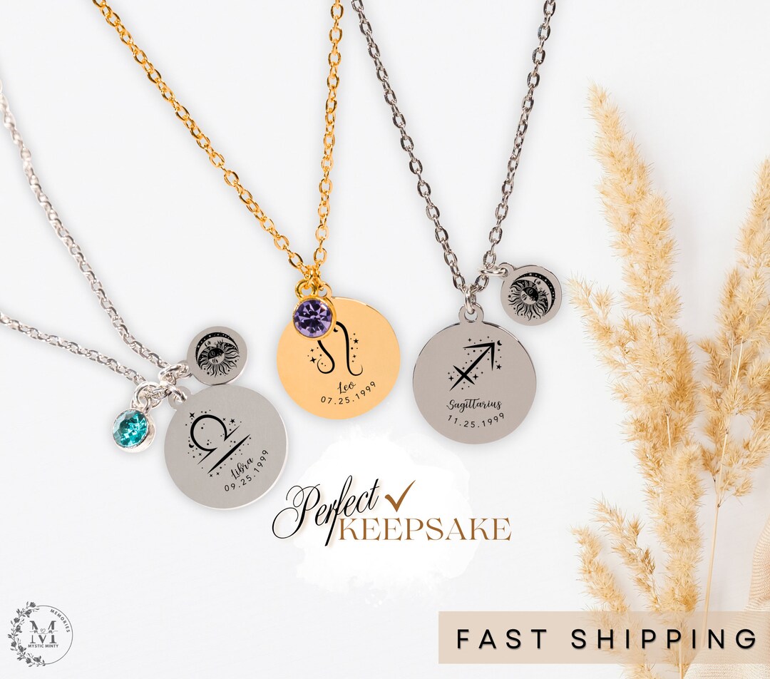 Custom Zodiac Sign Necklace Personalized Gift Astrology Gifts