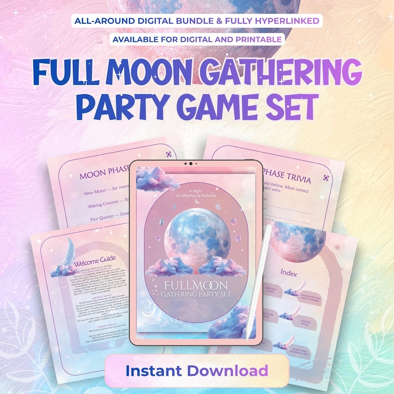 2026 Busy Book Full Moon Gathering Game Printable Moon Trivia ...