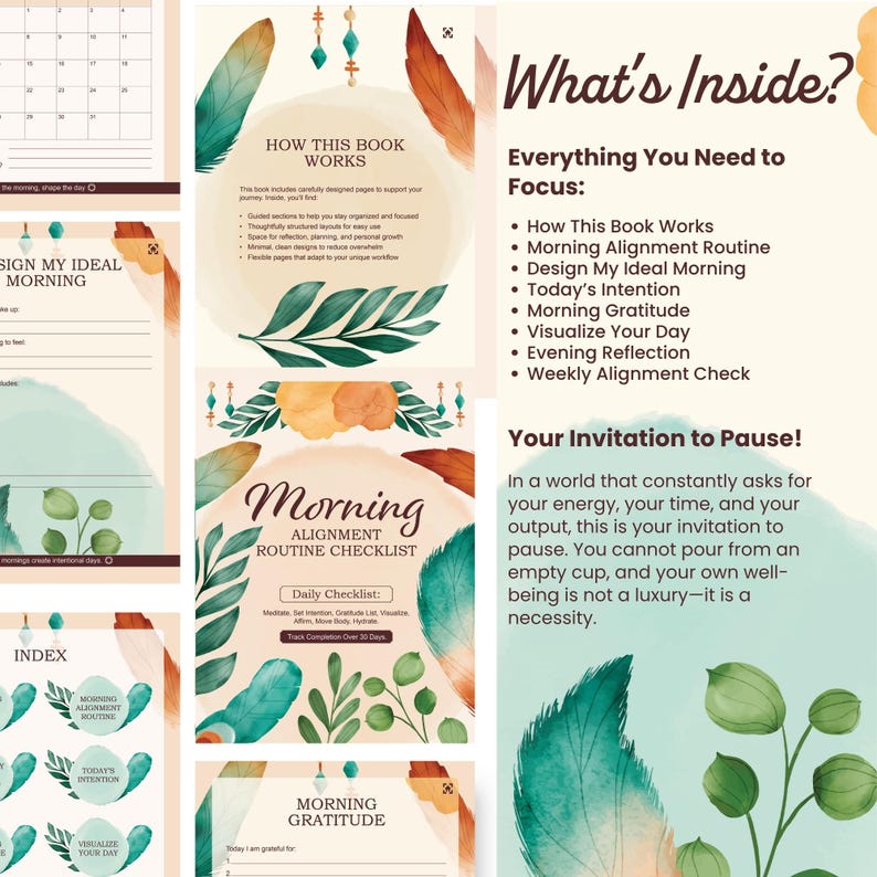 Mourning Routine Intentions Worksheet 2026 Busy Book Morning Alignment Routine Checklist Printable Daily ...