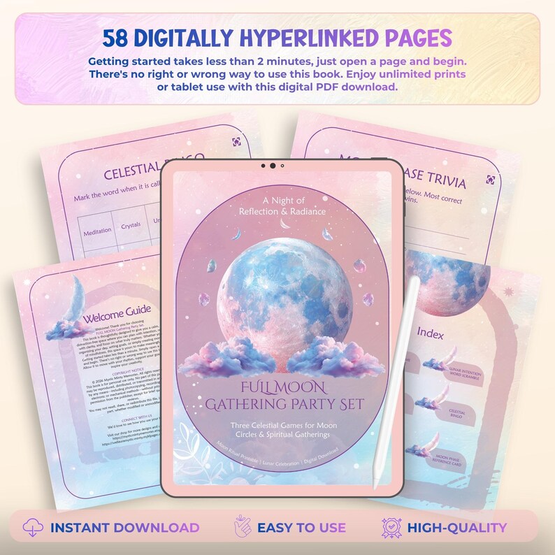 2026 Busy Book Full Moon Gathering Game Printable Moon Trivia ...