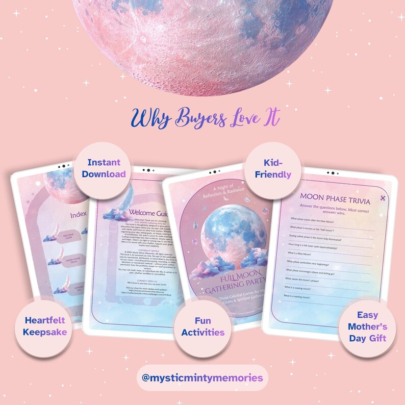 2026 Busy Book Full Moon Gathering Game Printable Moon Trivia ...