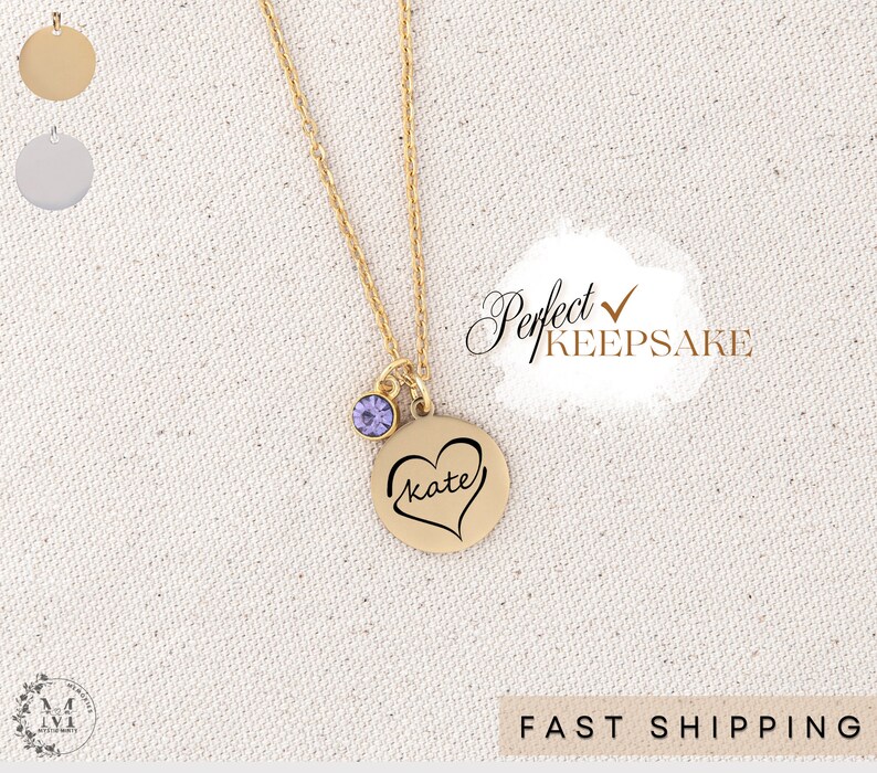 Name Birthstone Sister Jewelry Necklace Gift Sister Heart Necklace ...