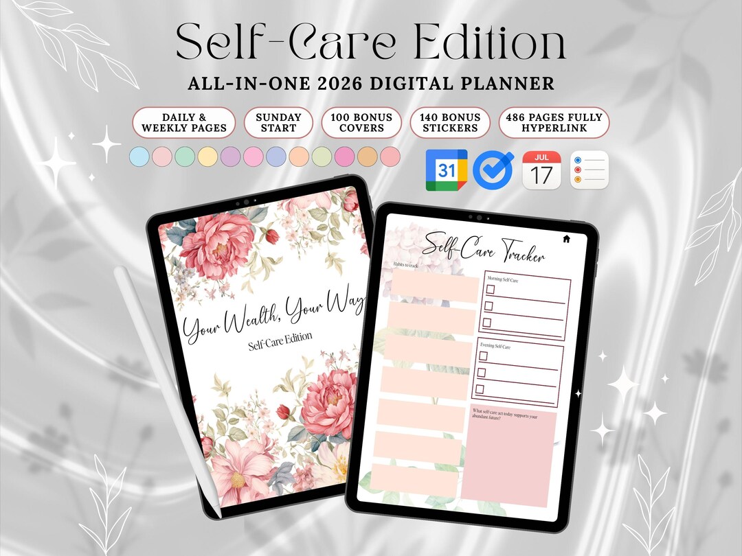 2026 Self Care Digital Planner, Wellness Habit Mood Tracker, iPad and ...