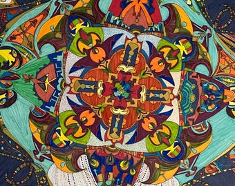 Colorful Abstract Marker Art: Intricate Jewel Tone Drawing (19x24)