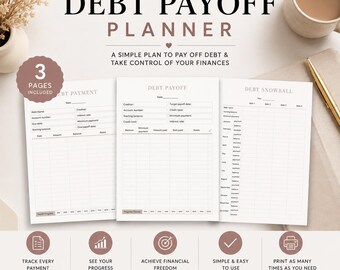 Debt Payoff Planner Bundle | Snowball, Payment Trackers (Printable PDF)