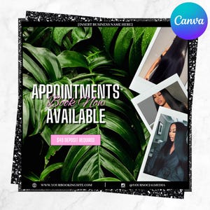 Custom Booking Flyer Editable Appointments Available Template for Hairstylists Lash Techs Nail Techs Estheticians & More