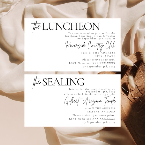 LDS Wedding Invitation Insert Cards