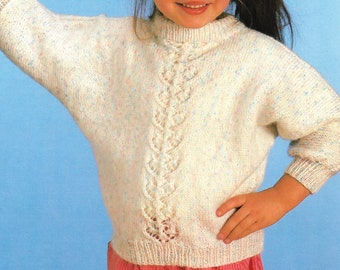 Toddlers and Girls Dolman Sweater, Vintage KNITTING PATTERN, Double Knitting, PDF, Digital Download