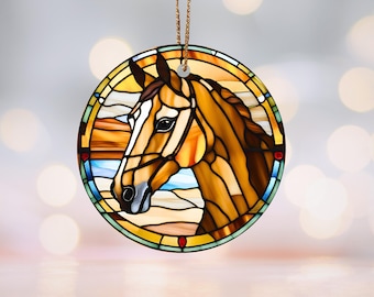 馬の陶器の飾り、カントリーウエスタンクリスマス、馬のギフト、馬の飾り、馬のクリスマス飾り、家宝の記念品、ホリデーデコレーション
