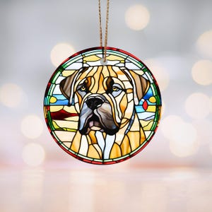 Cane Corso Stained-Glass Motif Ceramic Ornament Dog Lover Decor, Pet Christmas Decoration, Animal Lover Gift, Cane Corso Holiday Keepsake