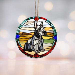 Scottish Terrier Buntglas-Motiv Keramikverzierung Hundeliebhaber Dekor, Haustier-Weihnachtsdekoration, Tierliebhaber-Geschenk, Scottie-Hundeandenken