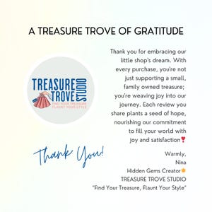 a thank note from a trove of gratitude