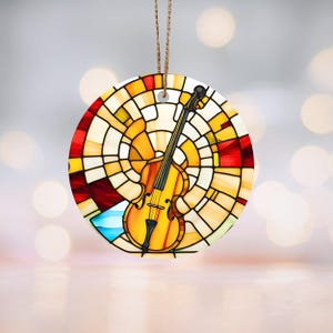 Ornement en céramique à motif de vitrail pour violoncelle