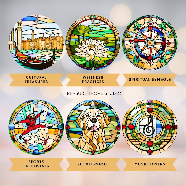 a series of stained glass images depicting the four elements of a stained glass window